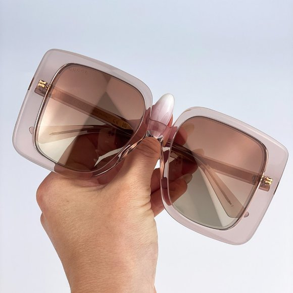 Gucci GG1314S 005 Sunglasses Transparent Sand Brown Gradient Mirrored Oversized main image 13
